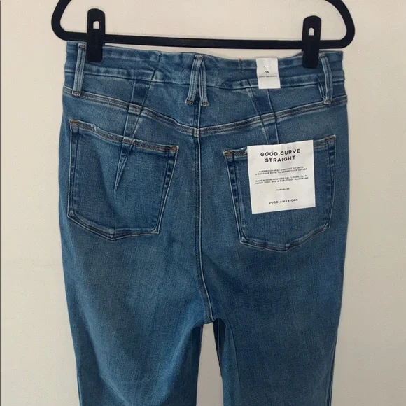 Good American Good Curve Straight Leg Super High Rise Blue Jeans Size 15 - Picture 6 of 12